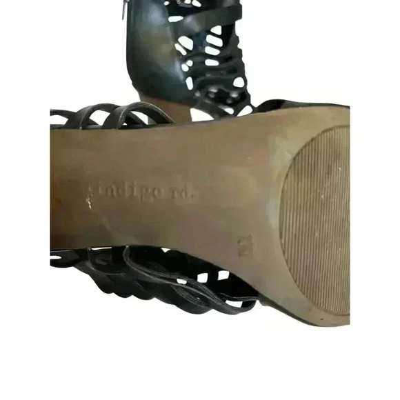 Indigo Rd Black 10M High Heeled Zip Up Back Open Toe Gladiator Sandals - Picture 9 of 9